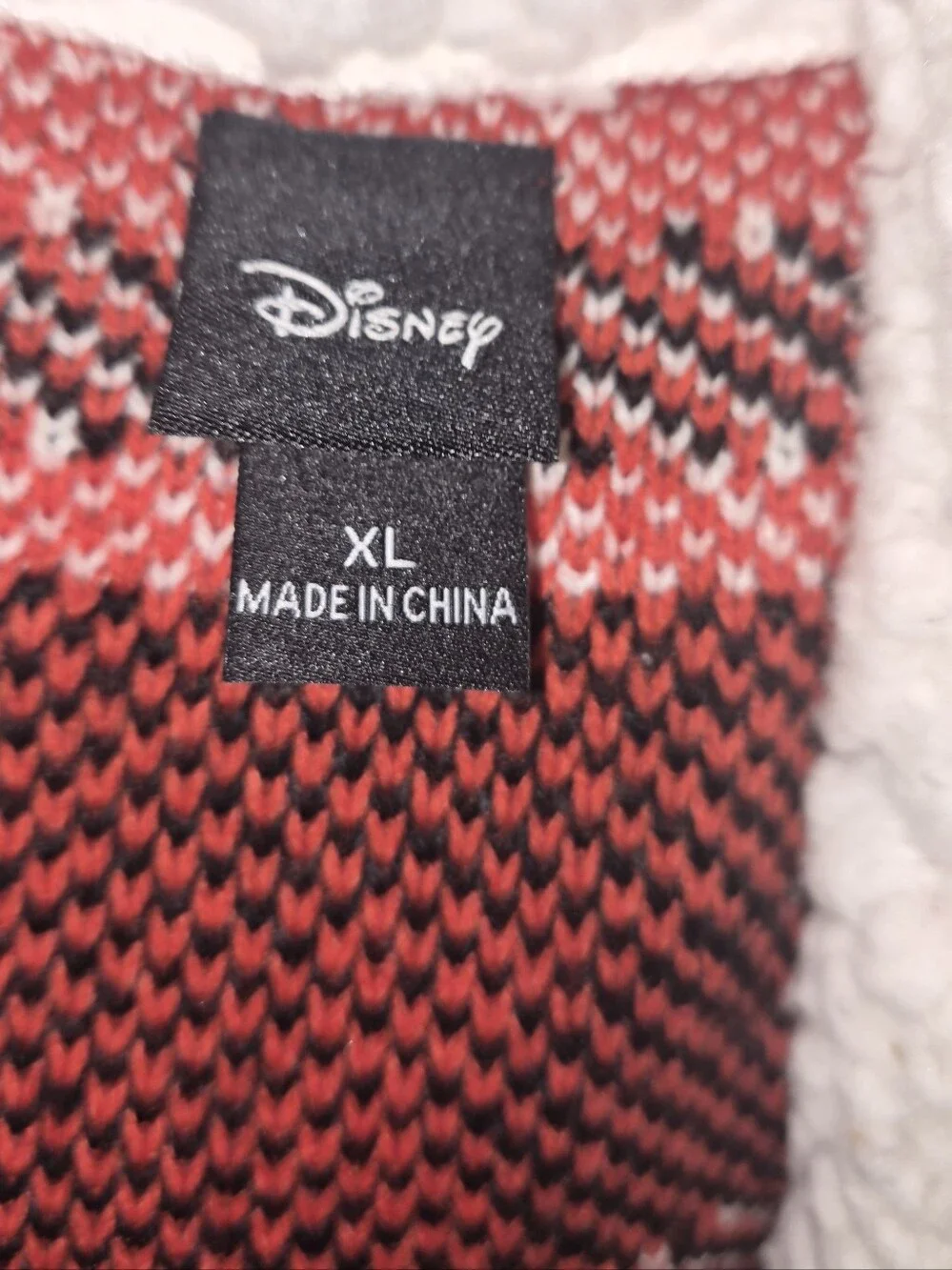 Minnie/Mickey Pattern Fleece-Lined Hooded Sweater Cardigan - Red